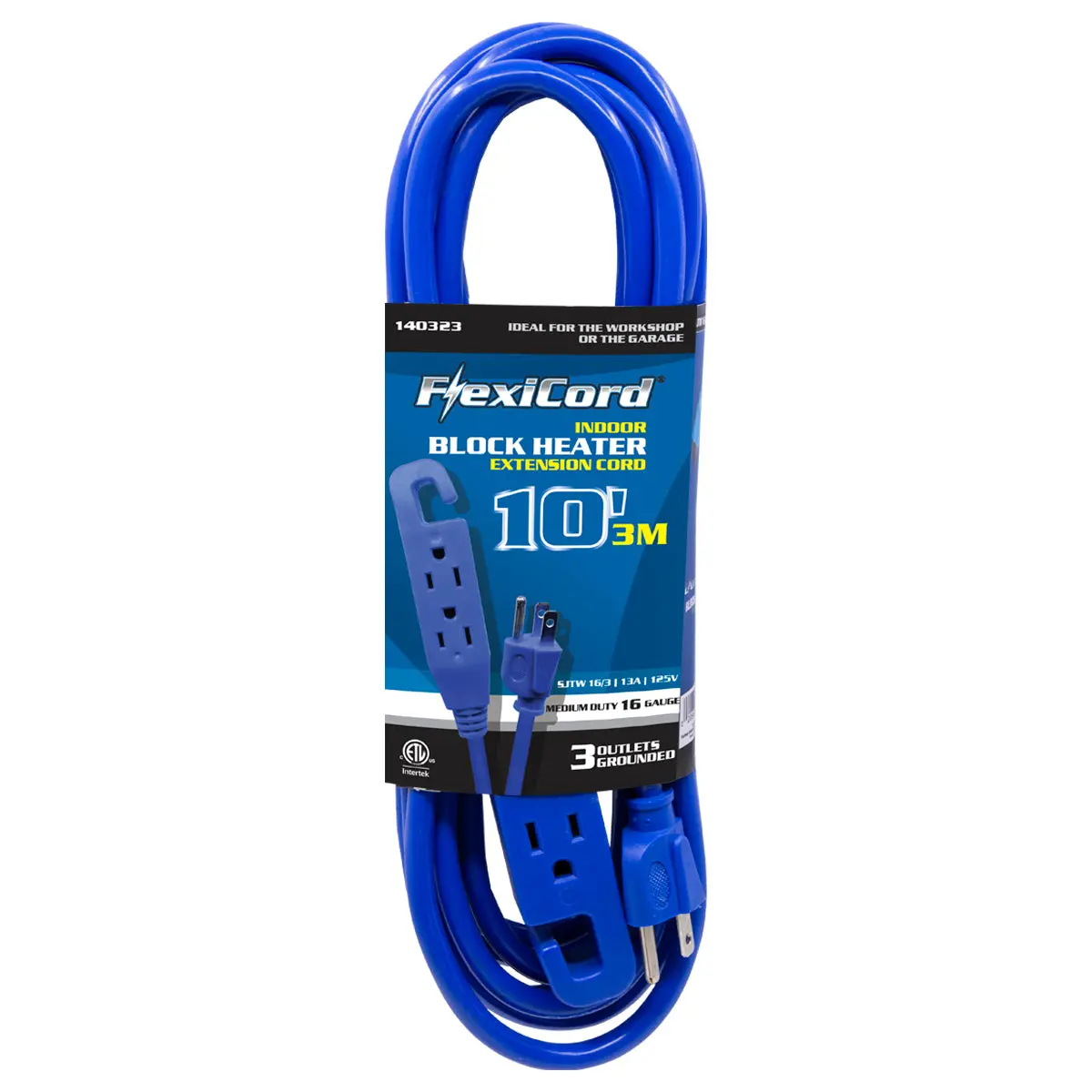 Toolway 140323 10 Ft. 16/3 Sjtw Block Heater Extension Cord 1