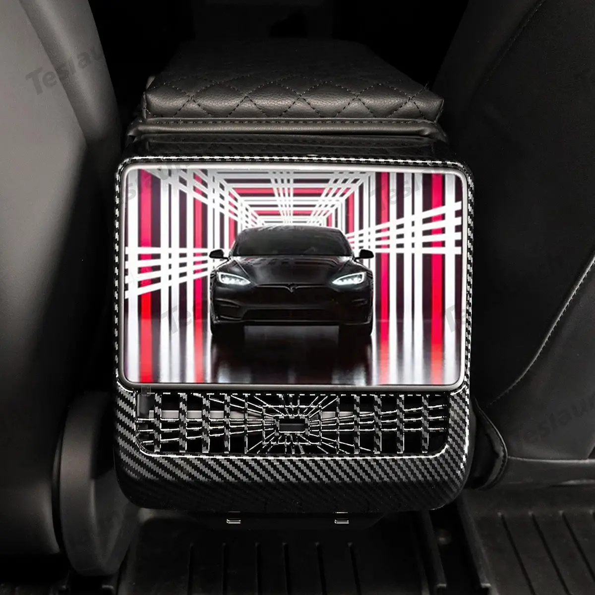 2024+ Model 3 Highland Plaid Rear Air Vent Screen Protector Frame (Carbon Fiber Pattern Abs) For Tesla 1