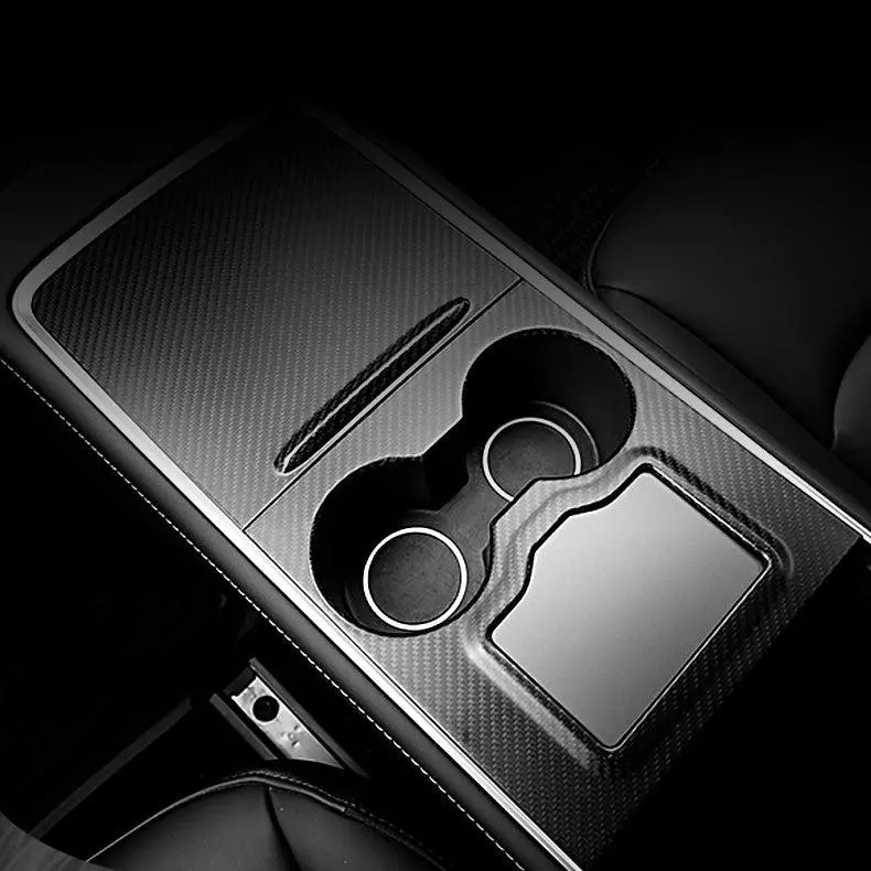 [Real Carbon Fiber] Model 3/Y Center Console Overlays With Key Card Slot (Gen. 2) (2021-2023) 1