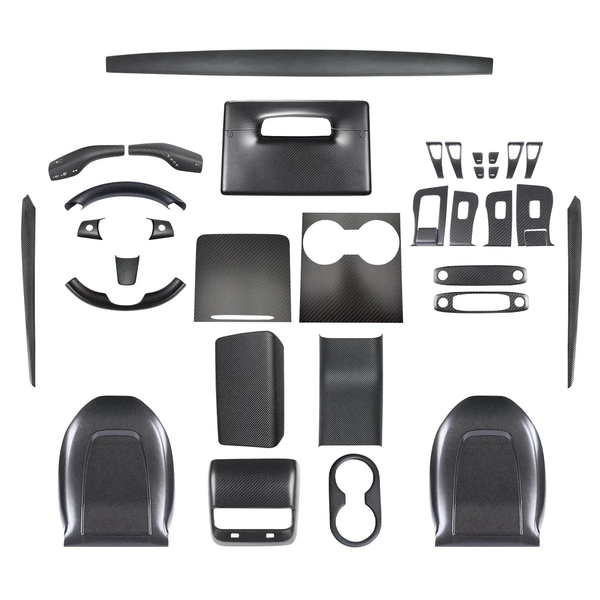 Real Carbon Fiber Interior Mods Wrap Kit For Tesla Model 3 / Y 36