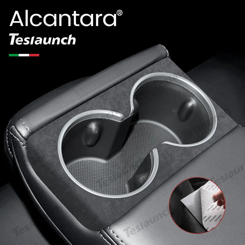 Alcantara Rear Seat Cup Cover Sticker For 2024+ Model 3 Highland 1