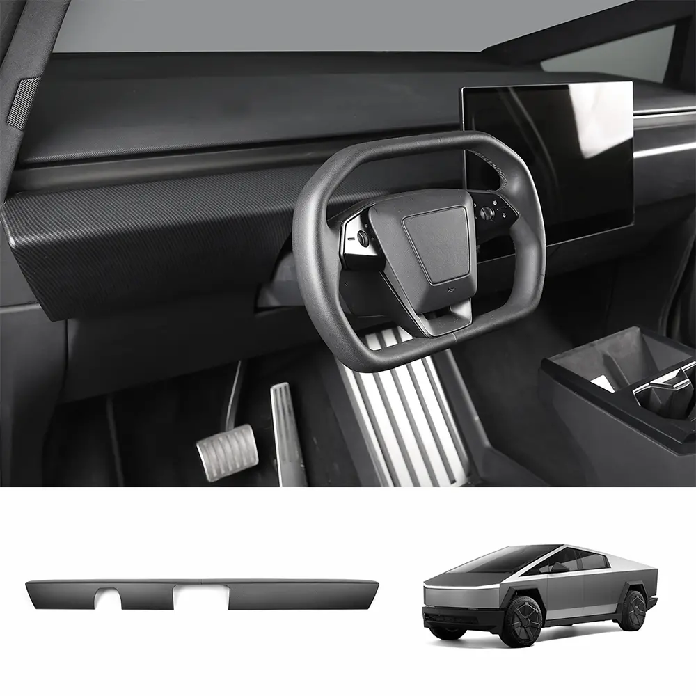 Dashboard Cover (Carbon Fiber Pattern Abs) For Cybertruck (2 Pcs) 1