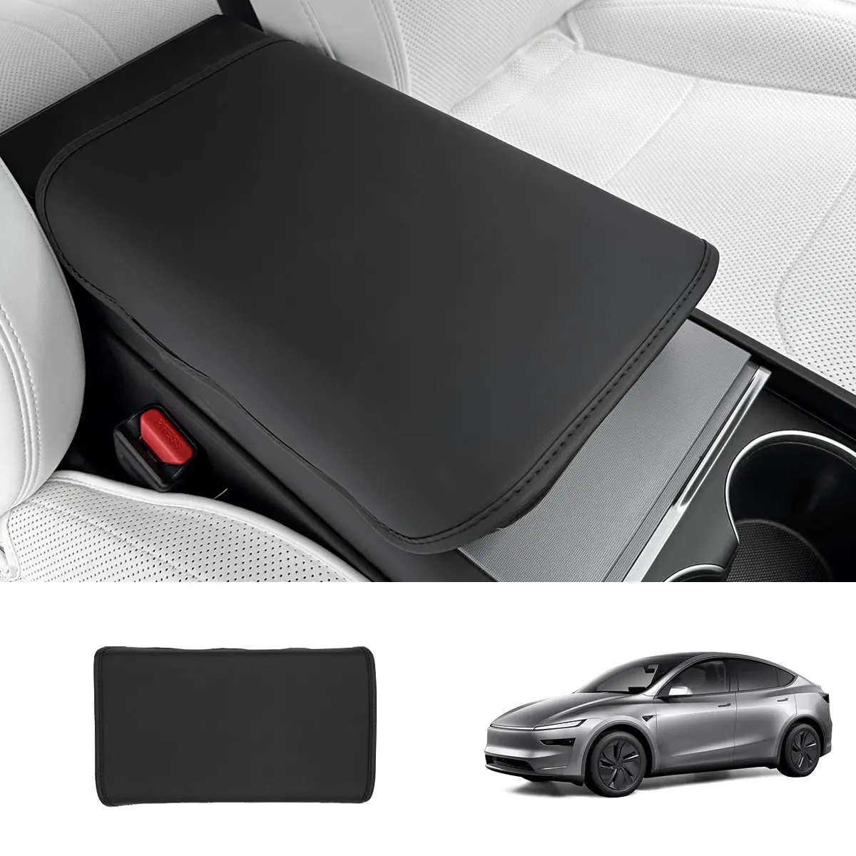 Nappa Leather Center Console Armrest Cover – Stylish Protection For Tesla Model Y Juniper 2025+ 1