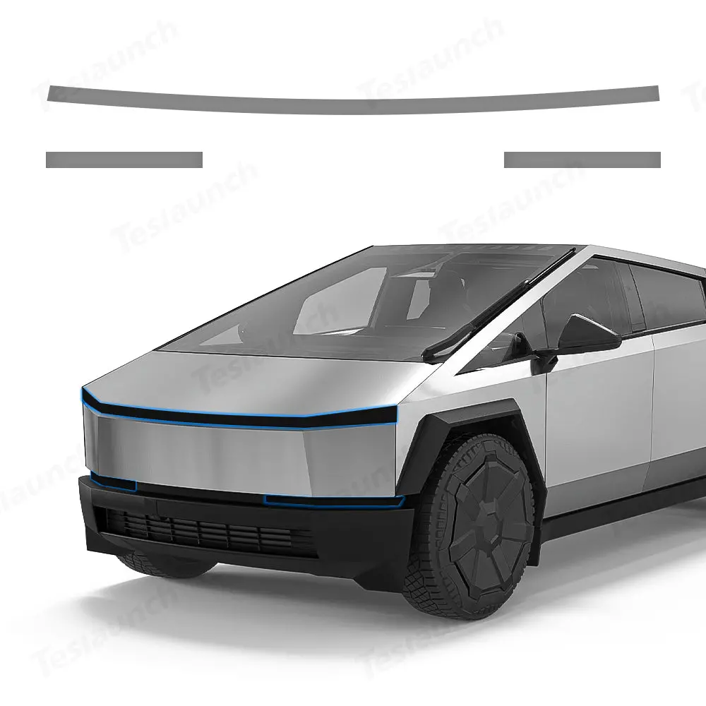 Front Light Bar & Taillight Diy Black Vinyl Wrap Kit For Tesla Cybertruck 1