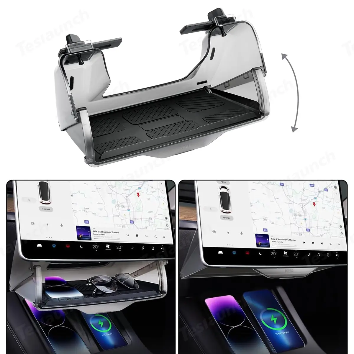 Hidden Central Control Screen Lower Storage Box For Tesla Model 3/Y 2017-2026 1