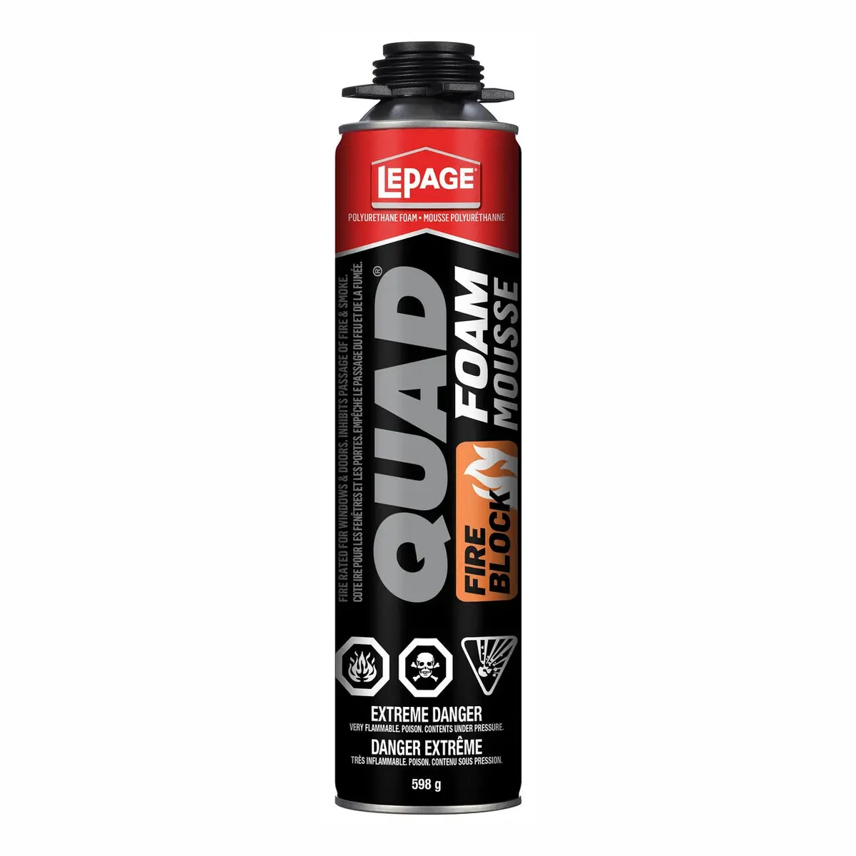 Lepage 2900735 Quad Fire Block Spray Foam Insulation 598G 1
