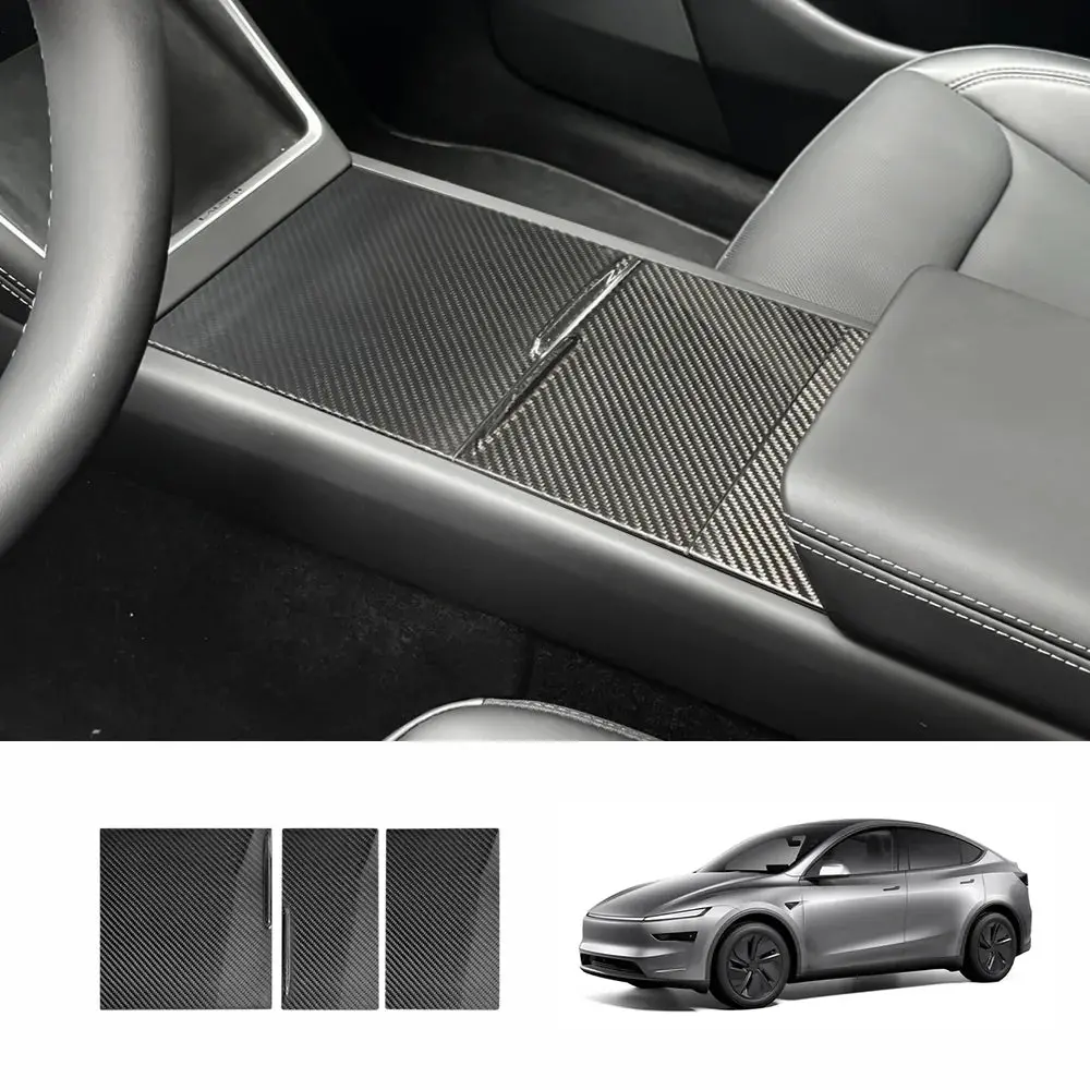 [Real Carbon Fiber] Center Console Panel Cover For Tesla Model Y Juniper 2025+ 1