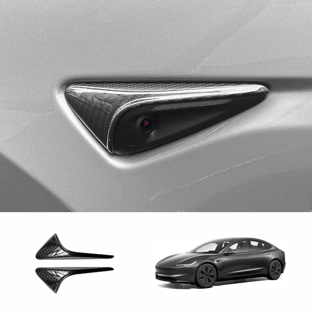 [Real Carbon Fiber] Turn Signal Camera Overlay Covers For Tesla Model 3 Highland (2 Pcs) 1