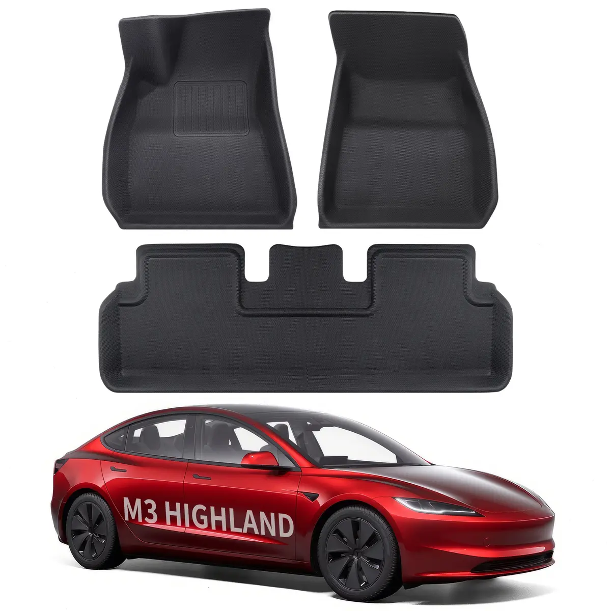 All Weather Xpe Interior Floor Mats Cargo Liners Set For Tesla 2024+ Model 3 Highland 1