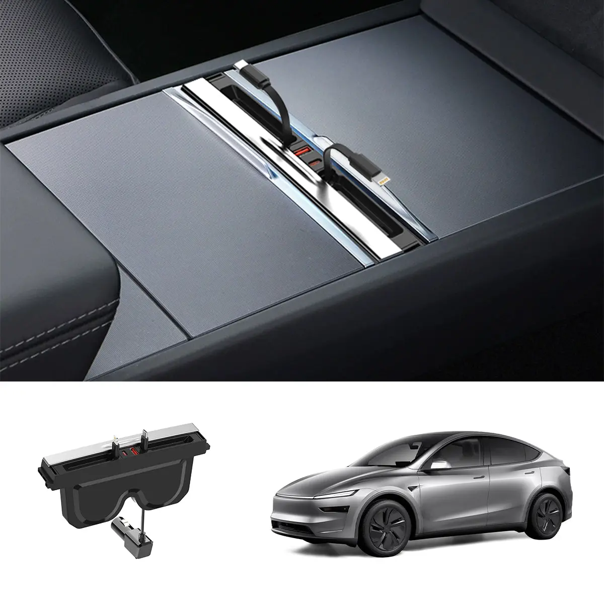 Center Console Usb Hub For Tesla  Model Y Juniper 2025+/ Model 3 Highland 2024+ 1