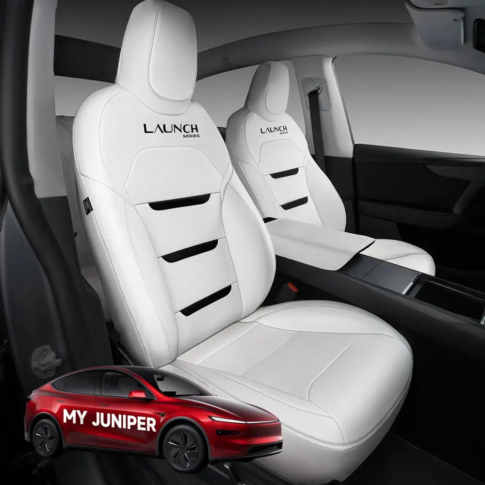 All-Inclusive Seat Cover For New Tesla Model Y Juniper 2025+ (3-Lined Insignia With Launch Series Embroidery Logo) 1