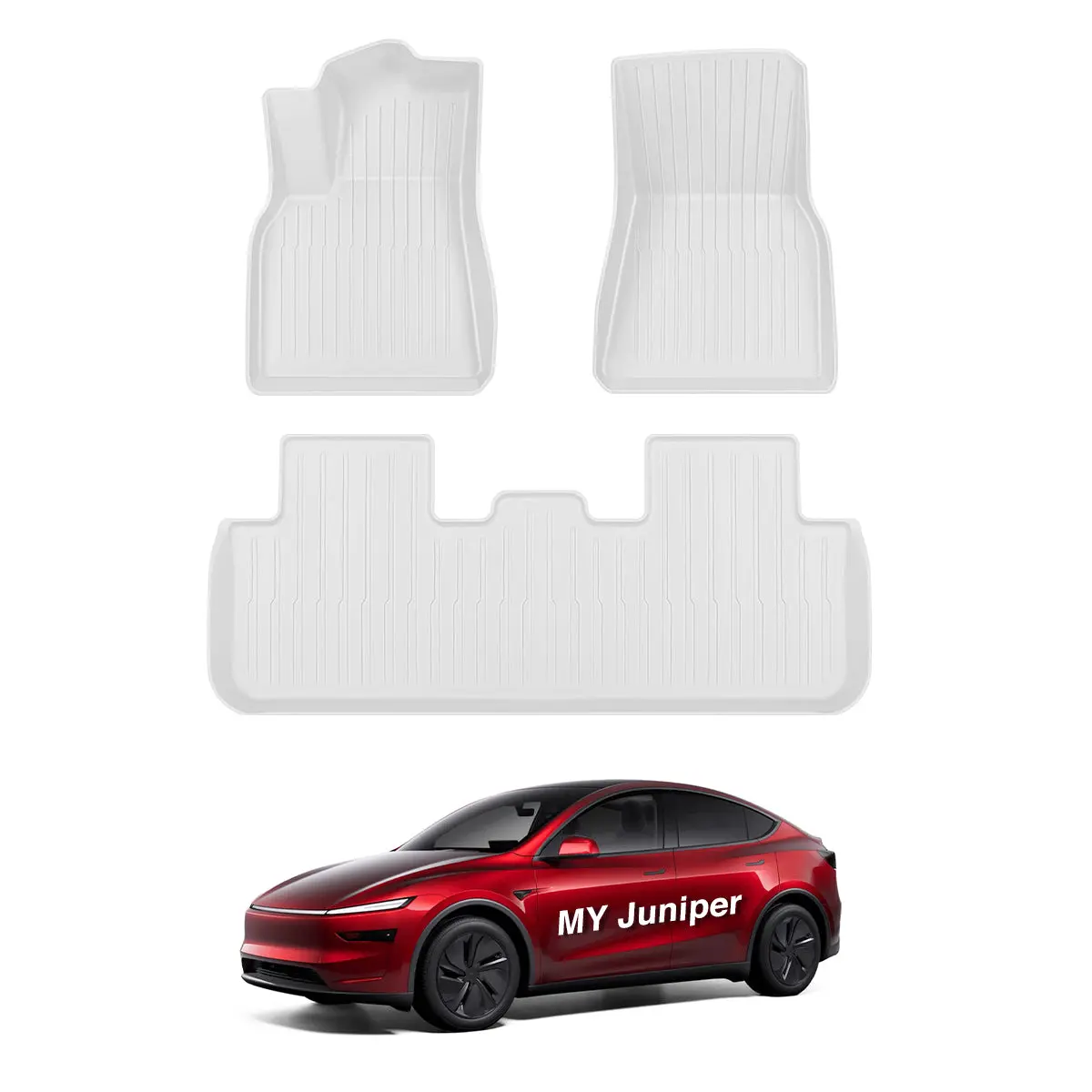 White All Weather  Tpe Interior Floor Mats Cargo Liners Set For Tesla Model Y Juniper 2025+ 1