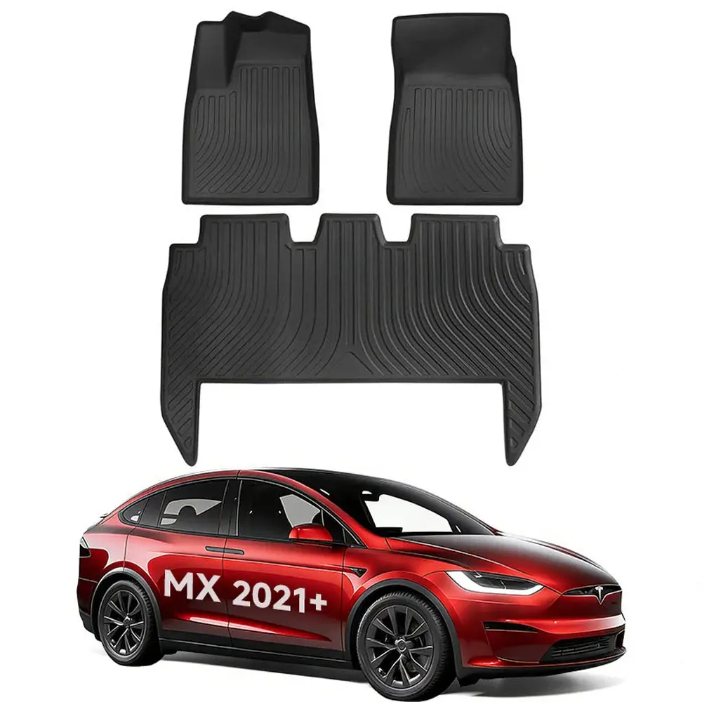 All Weather Tpe Interior Floor Mats Cargo Liners Set For Tesla Model X 2021+ 1