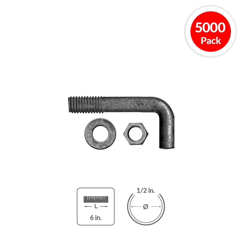 Duradrive 1/2 In. X 6 In. L-Anchor Bolts With Nuts And Washers (5,000-Pack) 1