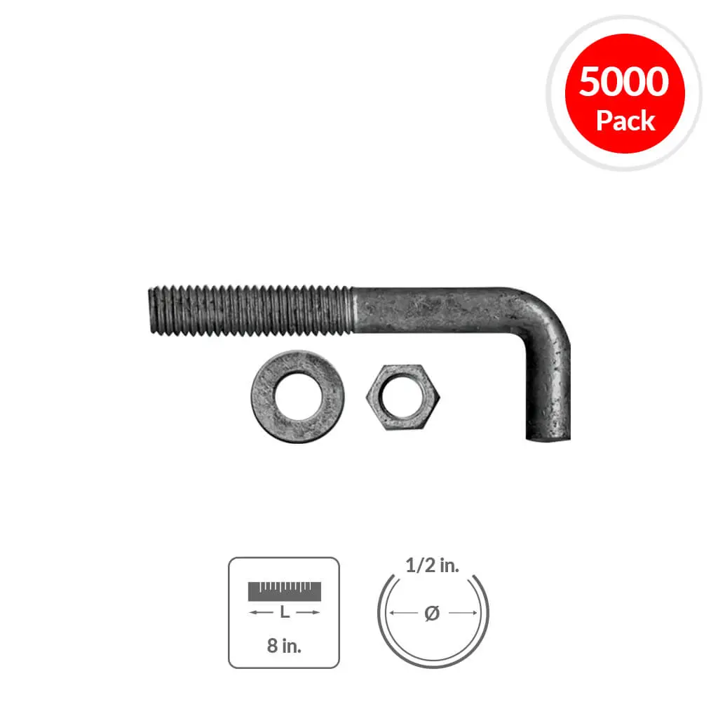 Duradrive 1/2 In. X 8 In. L-Anchor Bolts With Nuts And Washers (5,000-Pack) 1