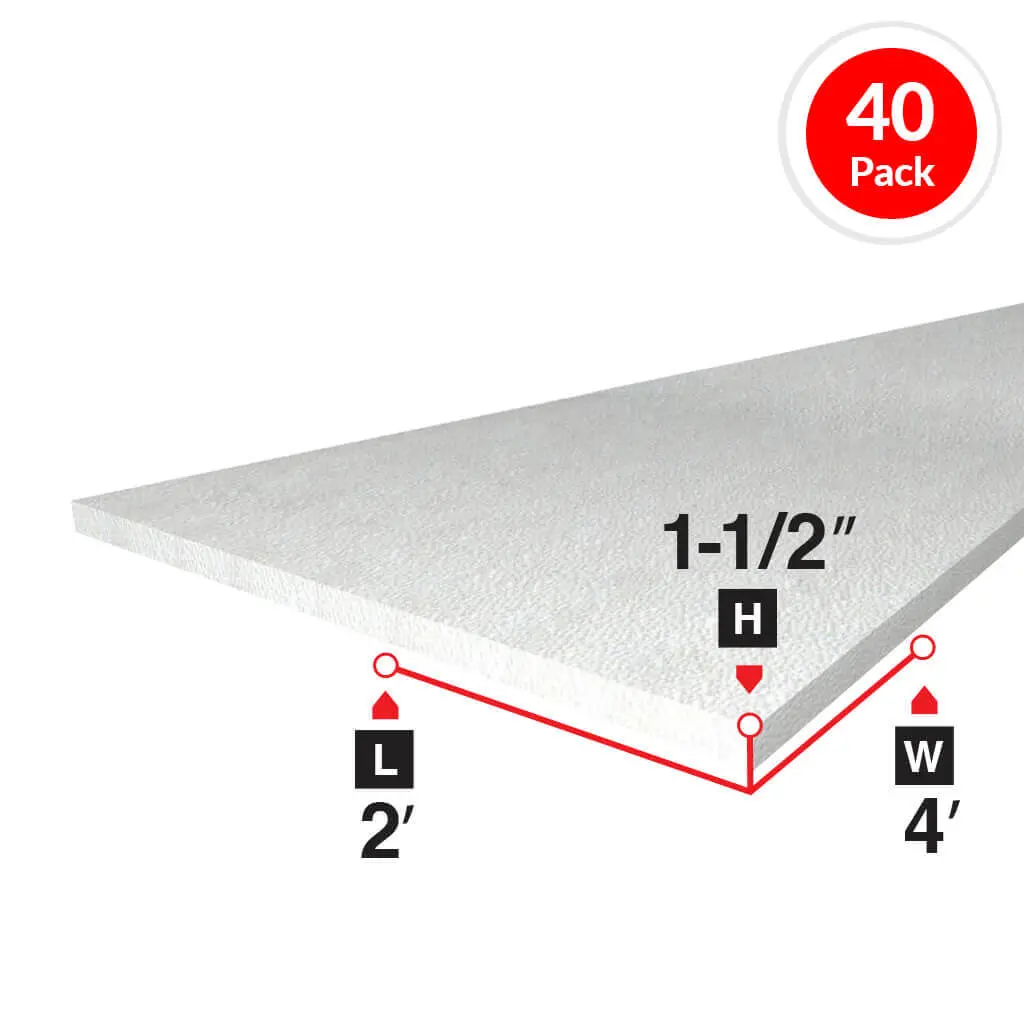 Amvic Bead Board 1-1/2 In. X 2 Ft. X 4 Ft. Rigid Foam Board Insulation (40-Pack) 1