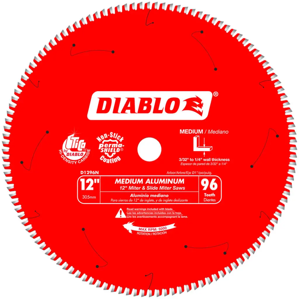 Freud Diablo D1296n 12 In. 96-Tooth Super Density Micro-Grain Carbide Tipped Medium Aluminum/Non-Ferrous Cutting Saw Blade 1