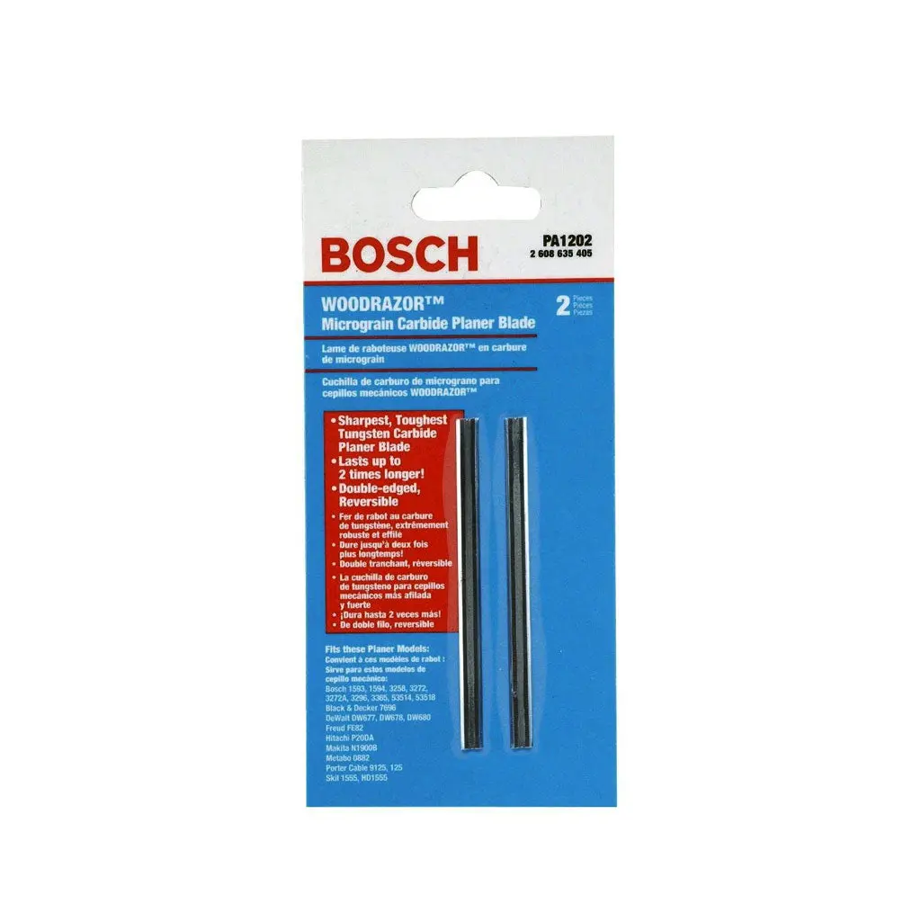 Bosch Pa1202 3-1/4 In. Woodrazor Micrograin Tungsten Carbide Planer Blade (2-Pack) 1
