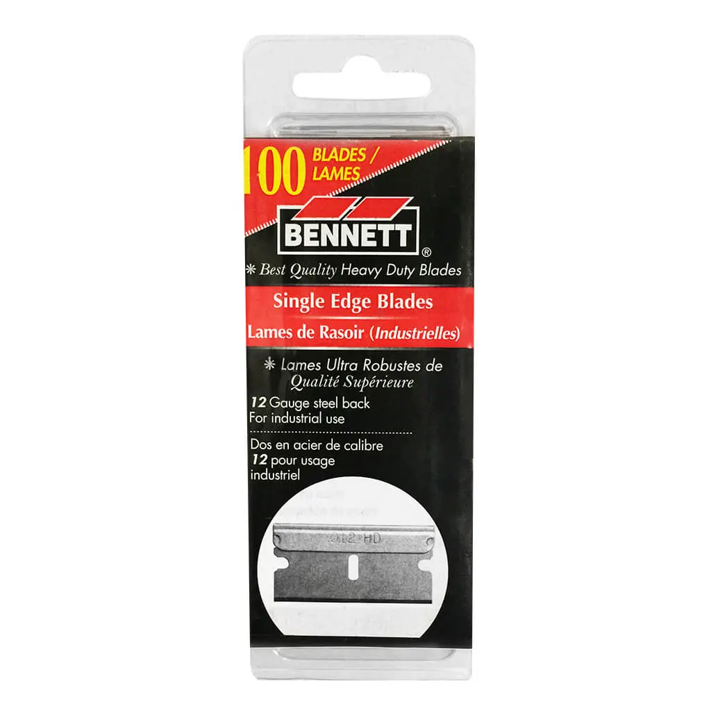 Bennett 12Se-100 12-Gauge Steel Back Heavy-Duty Single-Edge Razor Blade (100-Pack) 1