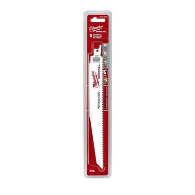 Milwaukee 48-00-5706 9 In. 7/11 Tpi Sawzall Wrecker Multi Material Reciprocating Saw Blade (5-Pack) 1