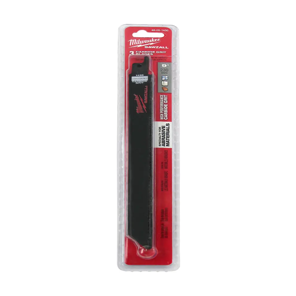 Milwaukee 48-00-1430 9 In. Carbide Grit Sawzall Tungsten Reciprocating Saw Blade (3-Pack) 1