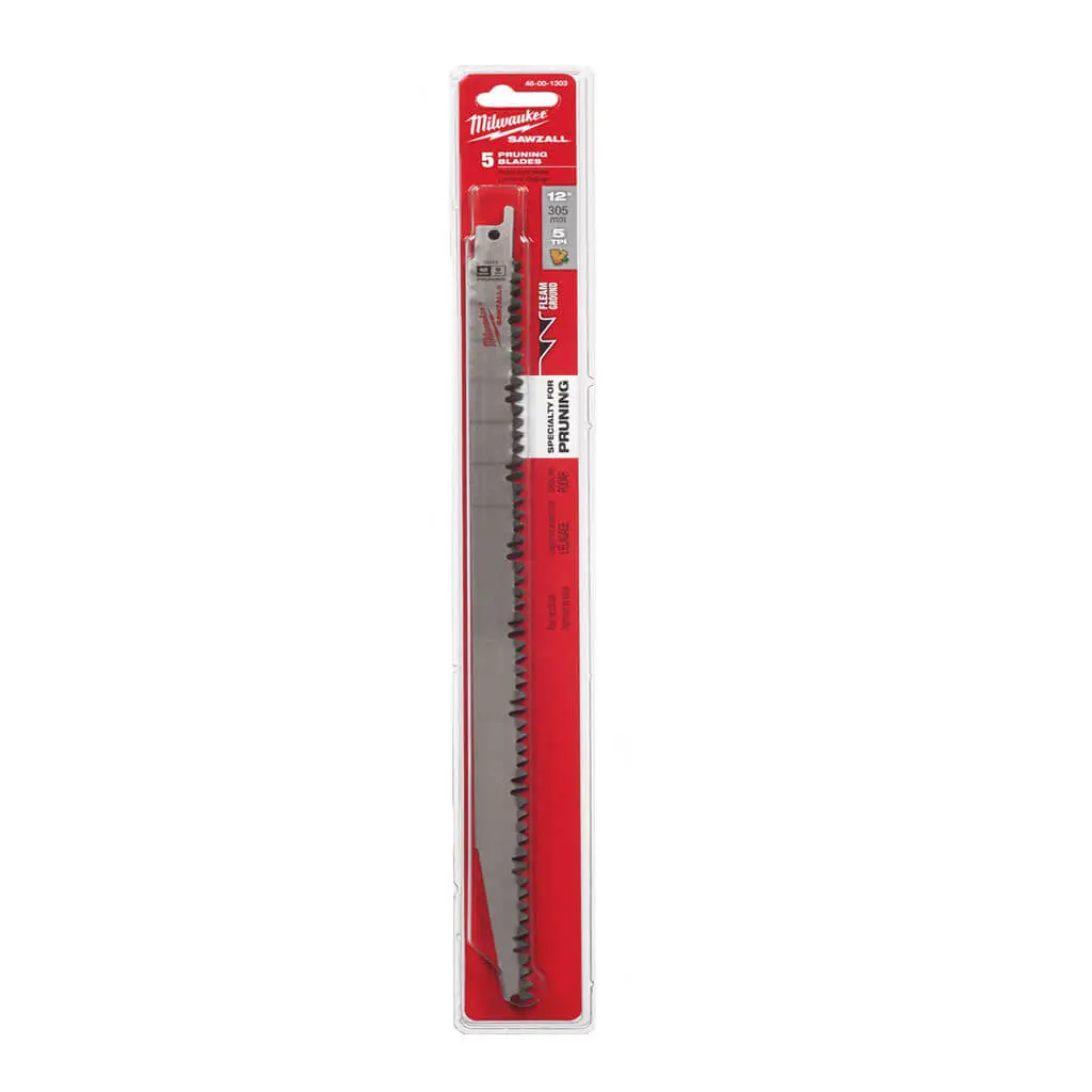 Milwaukee 48-00-1303 12 In. 5 Tpi Sawzall Pruning Reciprocating Saw Blade (5-Pack) 1