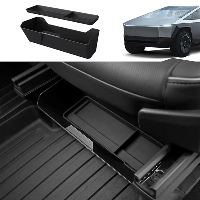 Front Under Seat Storage Box With Silicone Pad For Tesla Cybertruck 1