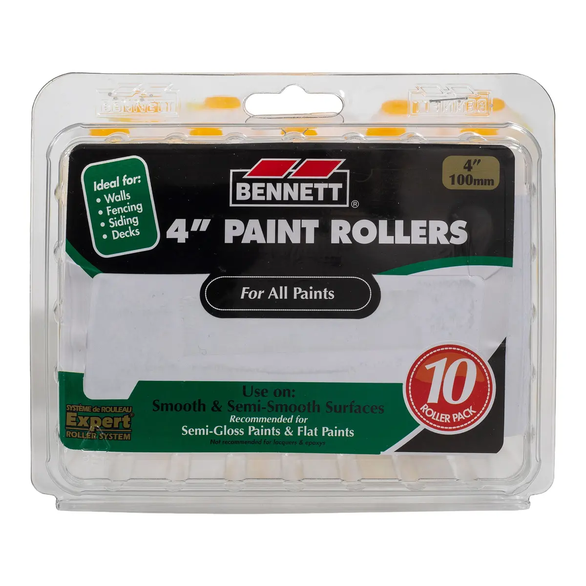 Bennett 10X4 Y/S 4 In. Micro Smooth & Semi Smooth Surfaces Yellow Stripe Lint-Free Roller Refill 1