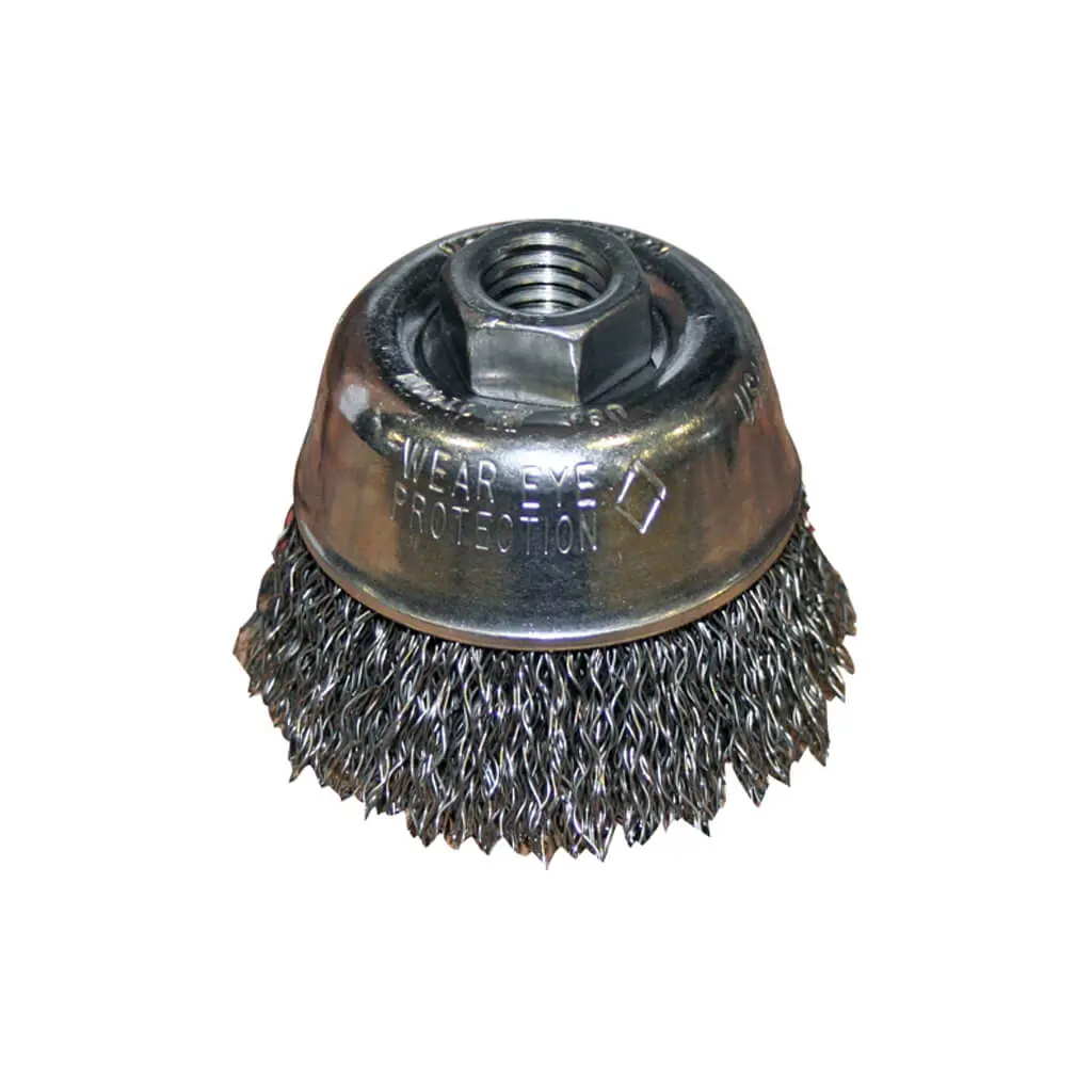 Sait 06401 2-3/4 In. X 0.014 In. X 5/8-11 In. Carbon Steel Crimped Style Angle Grinder Small Cup Brush 1