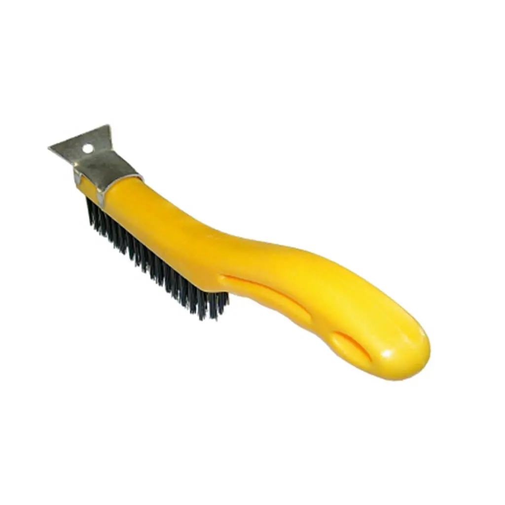Bennett Plswire333 3 In. Yellow Plastic Handle Wire Brush With Flat Scraper Tip 1
