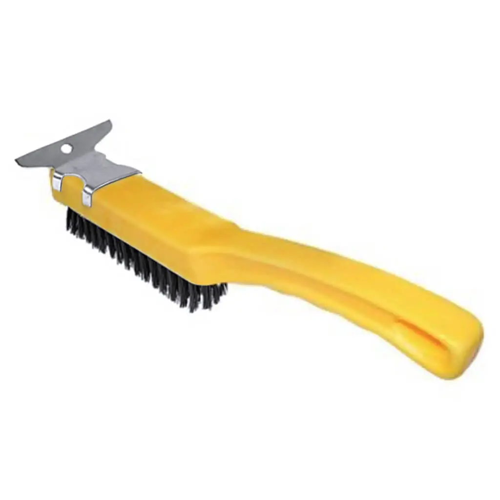 Bennett Plswire444 4 In. Yellow Plastic Handle Wire Brush With Flat Scraper Tip 1