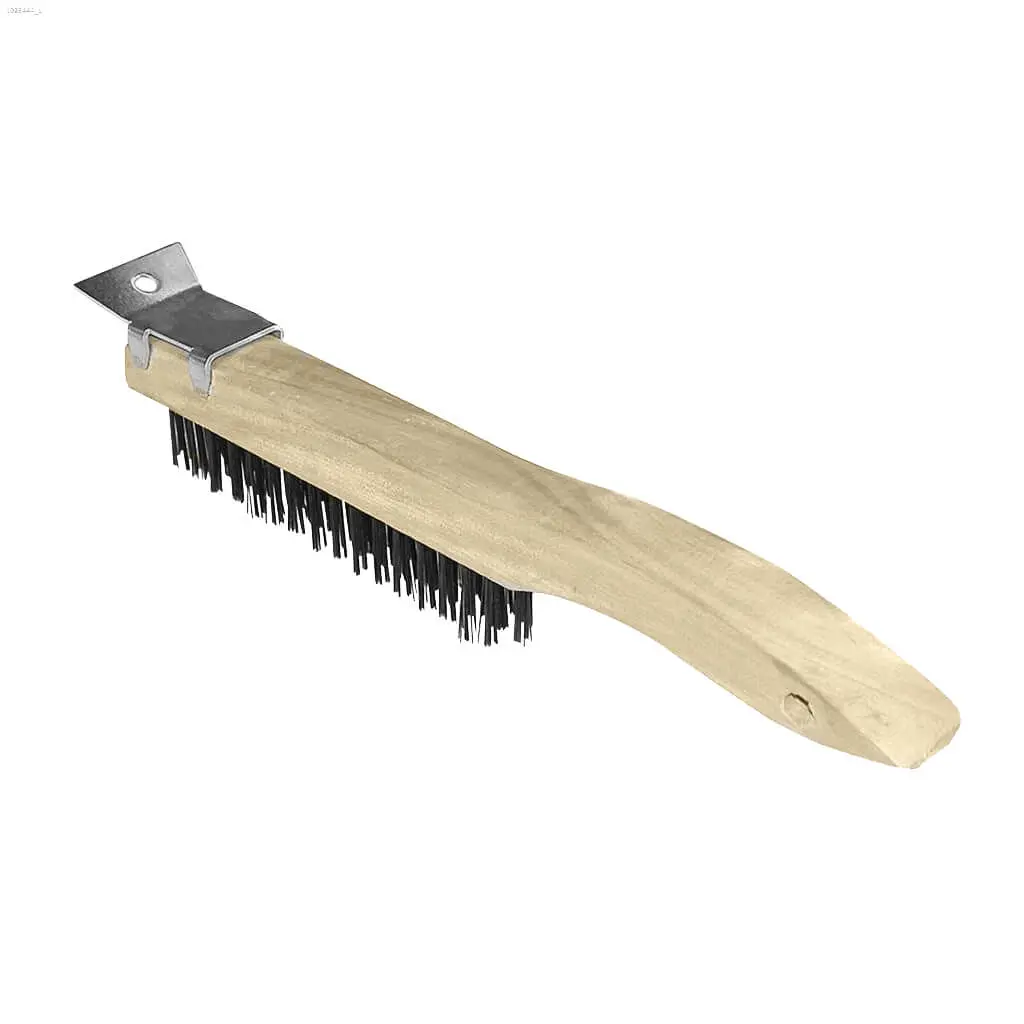 Bennett 333-Wire Wooden Handle 3-Row Wire Brush With Flat Scraper Tip 1