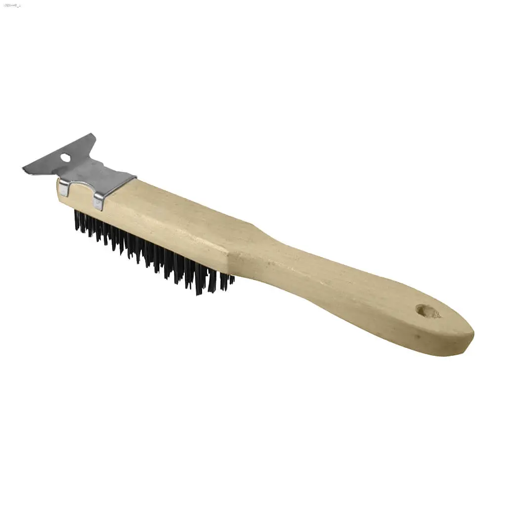 Bennett 444-Wire Wooden Handle 5-Row Wire Brush With Flat Scraper Tip 1