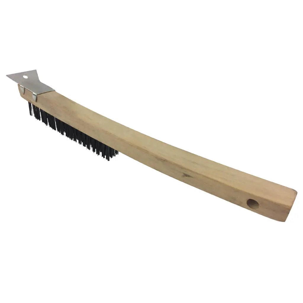 Bennett 777-Wire Wooden Handle 4-Row Wire Brush With Flat Scraper Tip 1