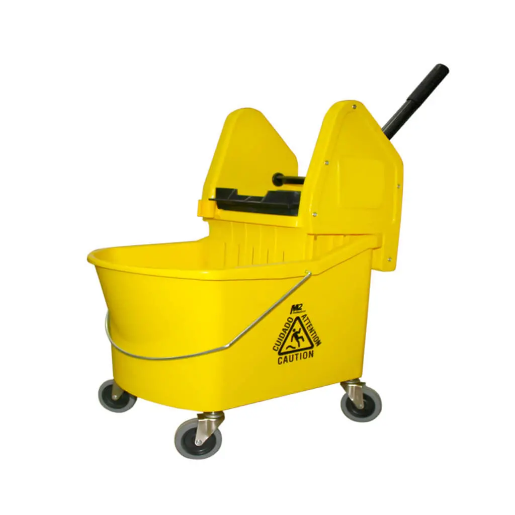 M2 40Qt/37L Yellow Down Press Mop Bucket With Wringer 1