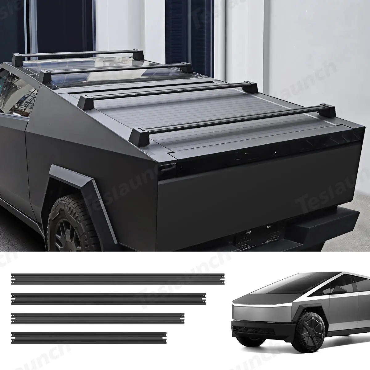 Aluminum Roof Rack Cargo Crossbars For Tesla Cybertruck (Set Of 4) 1