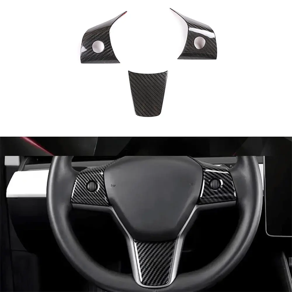 Model 3/Y Carbon Fiber Steering Wheel Trim (Carbon Fiber Pattern Abs) For Tesla(2017-2023) 1