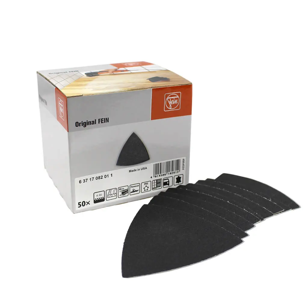 Fein 63717082011 3-1/2 In. 60-Grit Triangular Starlock Hook & Loop Sandpaper Pad For Oscillating Multi-Tool (50-Pack) 1