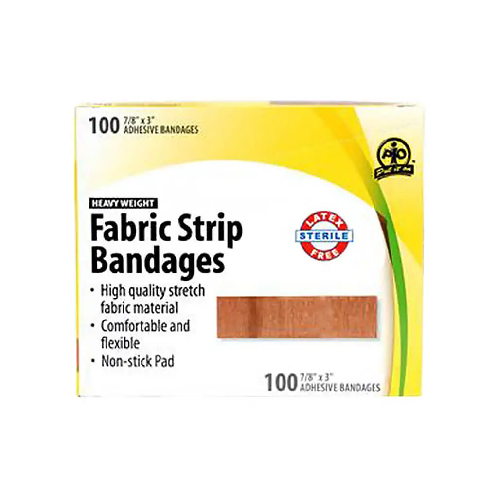 Wasip F1504760 7/8 In. X 3 In. First Aid Heavy-Weight Fabric Strip Adhesive Bandages (100-Pack) 1