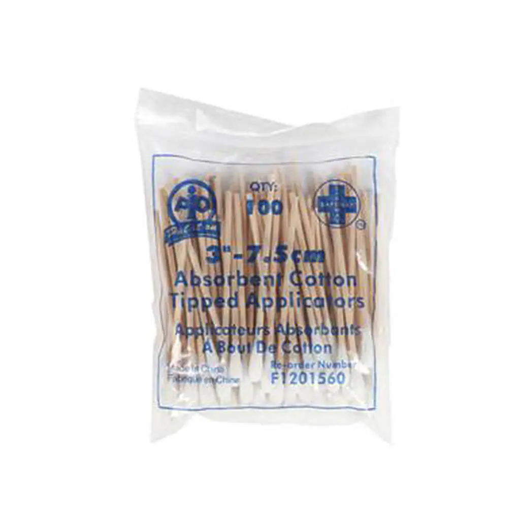 Wasip F1201560 3 In. First Aid Absorbent Cotton-Tipped Applicators (100-Pack) 1