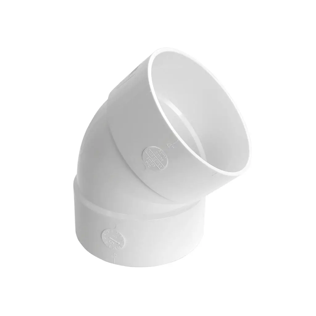 Royal Pipe 4 In. Pvc 45-Degree Elbow, Hub X Hub 1