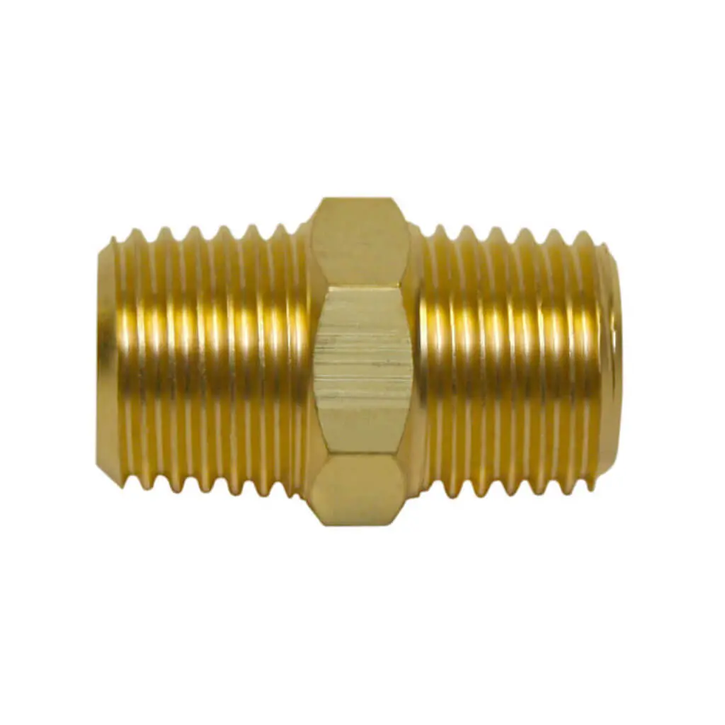 Duradrive P12 1/4 In. Male X 1/4 In. Male Brass Hex Head Nipple Air Hose Fitting 1