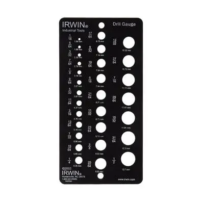 Irwin 12092 1/16 In. To 1/2 In. 29-Hole Imperial/Metric Drill Bit Gauge 1