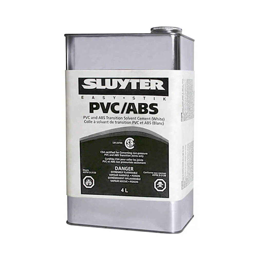 Sluyter 11196 4-Litre White Pvc And Abs Transition Solvent Cement Glue Can 1