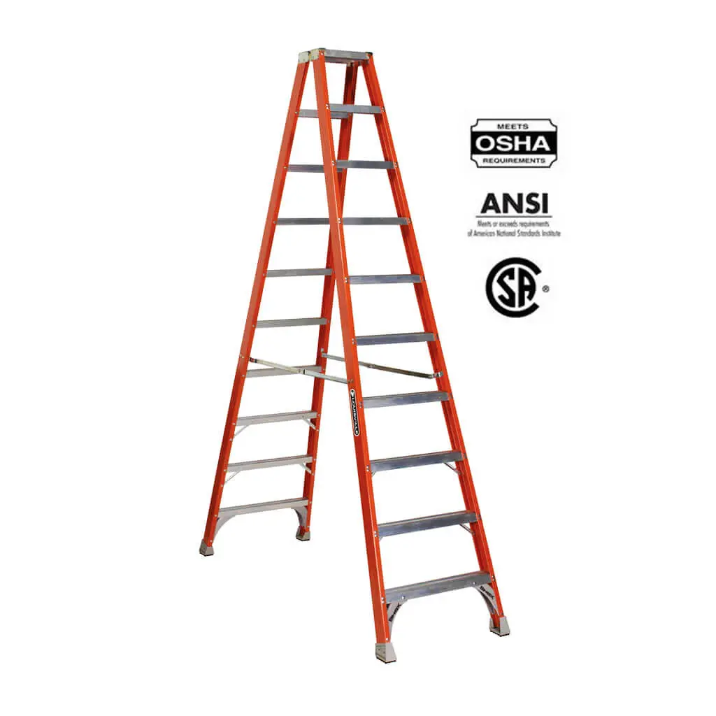 Louisville Fm1510 10 Ft. Fibreglass Twin Front Ladder With 300 Lb. Load Capacity Type Ia Duty Rating 1