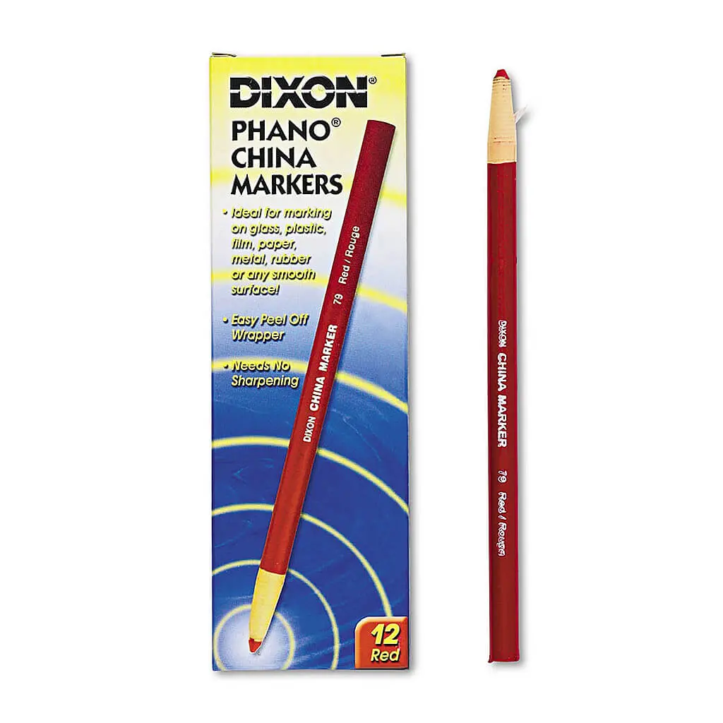 Dixon 00079 Red Phano Peel-Off China Smooth-Surface Marker Pencil (12-Pack) 1