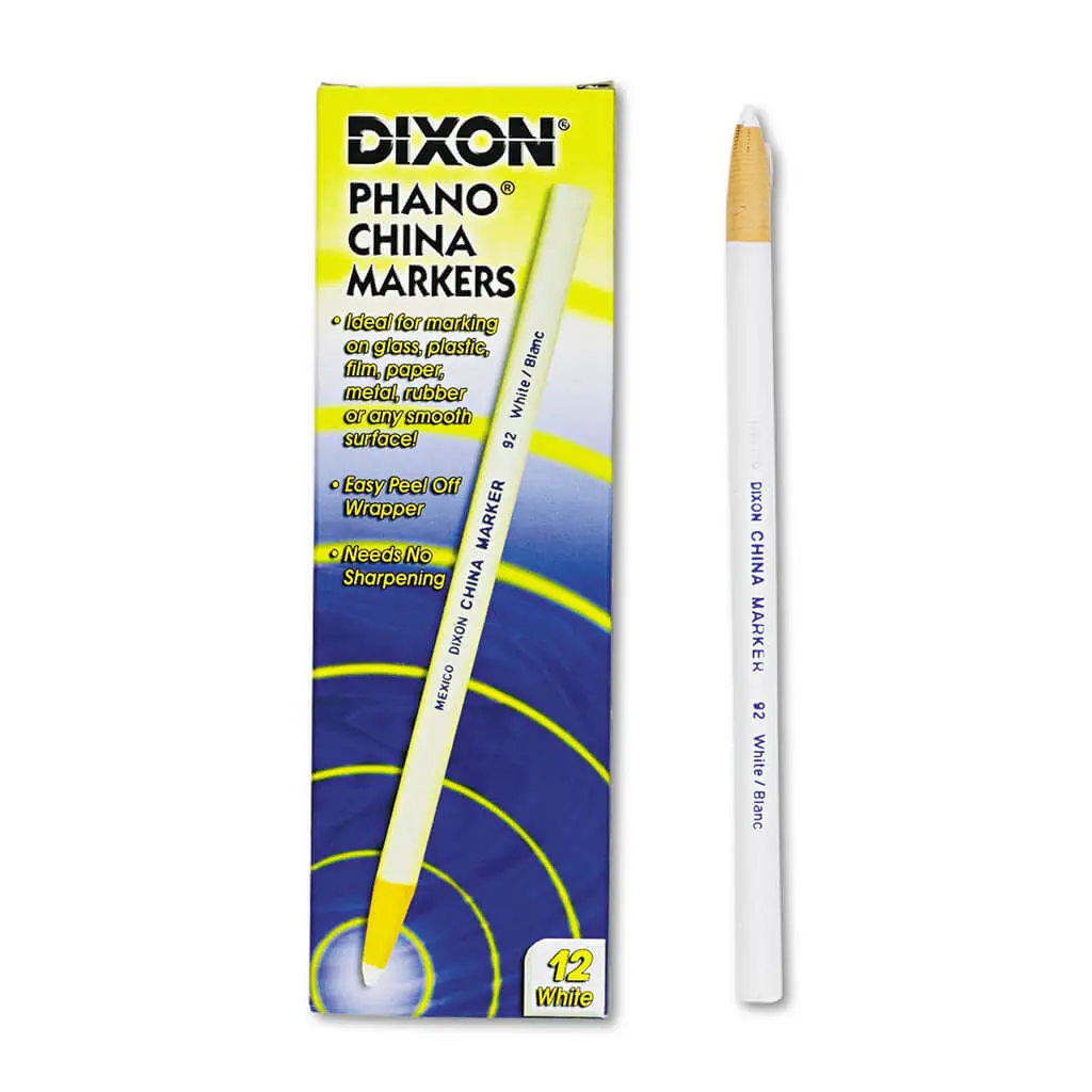 Dixon 00092 White Phano Peel-Off China Smooth-Surface Marker Pencil (12-Pack) 1