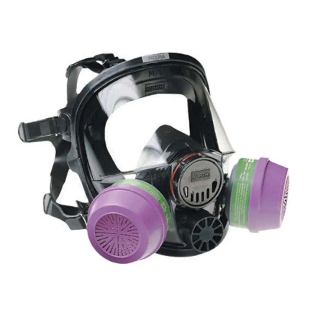 North 760008A 7600 Series Medium/Large Dual Cartridge Premium Silicone High Impact Protection Full Facepiece Respirator (Respirator Only) 1