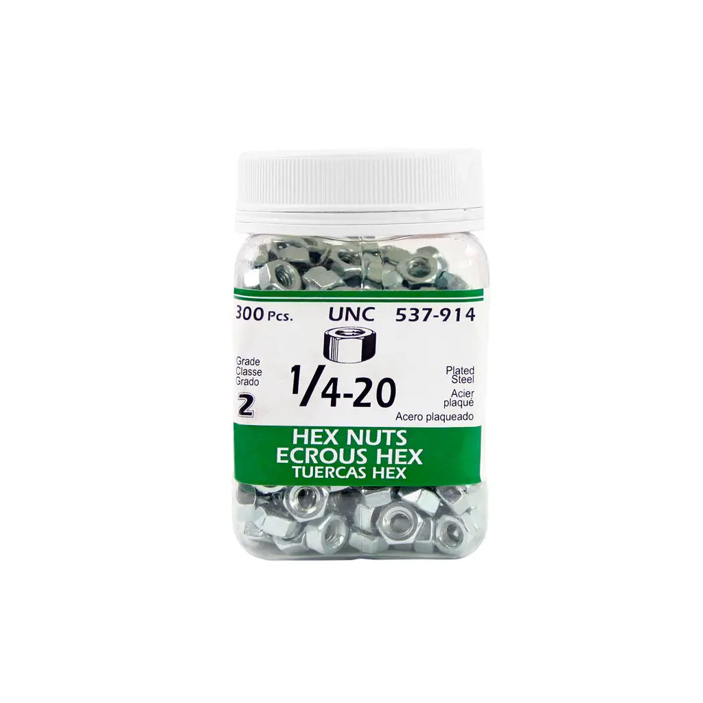H Paulin 1/4 In. X 20 Zinc Coated Grade-2 Hex Nuts (300-Jug) 1