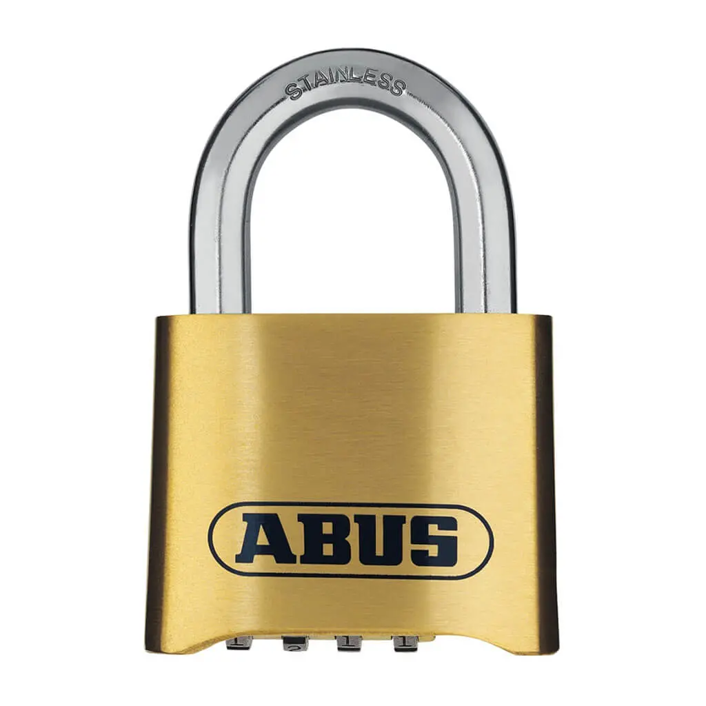 Abus 180Ib/50 2 In. Body X 1 In. Shackle Solid Brass Resettable 4-Dial Combination Padlock 1